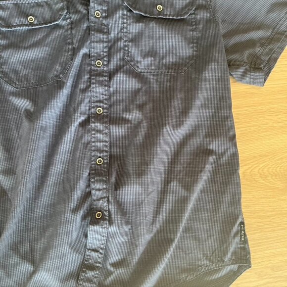 PrAna Cayman Nautical Blue Causal Button Front Short Sleeve Shirt Mens medium - Picture 3 of 9